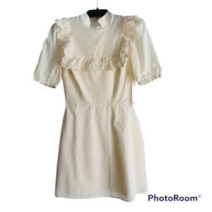NWT Reformation Bradley Mock Neck Organic Cotton Minidress in Almond Size 2